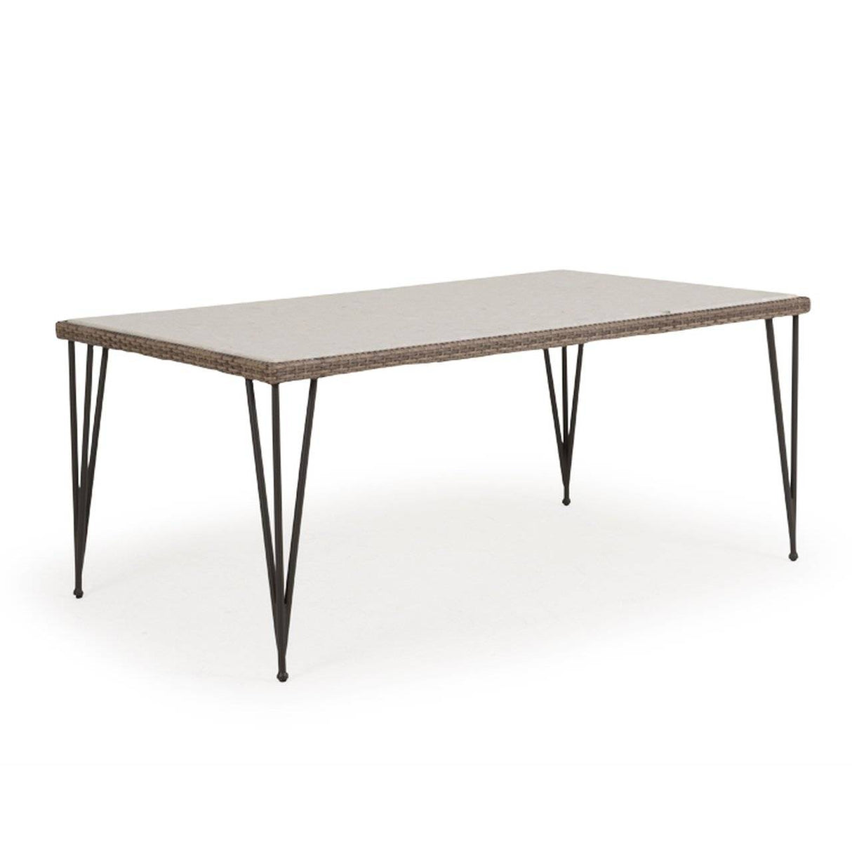 Alamo Outdoor Wicker Rectangle Dining Table with Stone Top Model 62183968DTST
