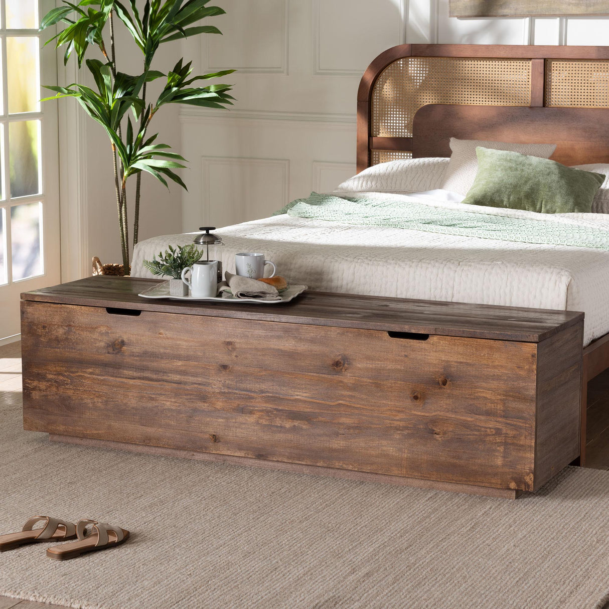 Rafael Wood Storage Trunk with Hinged Lid by Wicker Fair