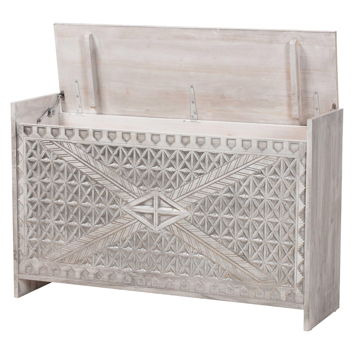 Isabela Wood Storage Trunk with Carved Front Panel by Wicker Fair