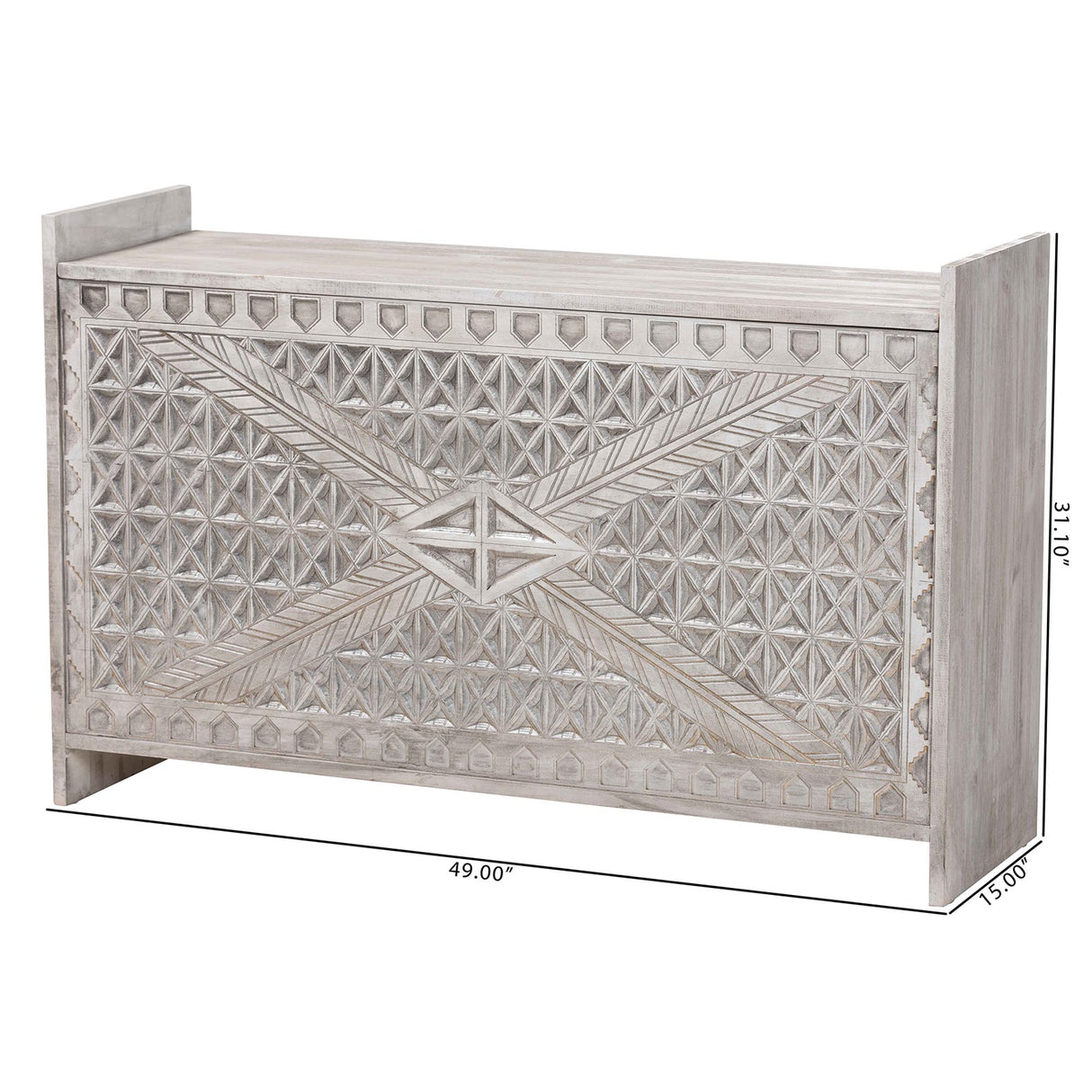 Isabela Wood Storage Trunk with Carved Front Panel by Wicker Fair