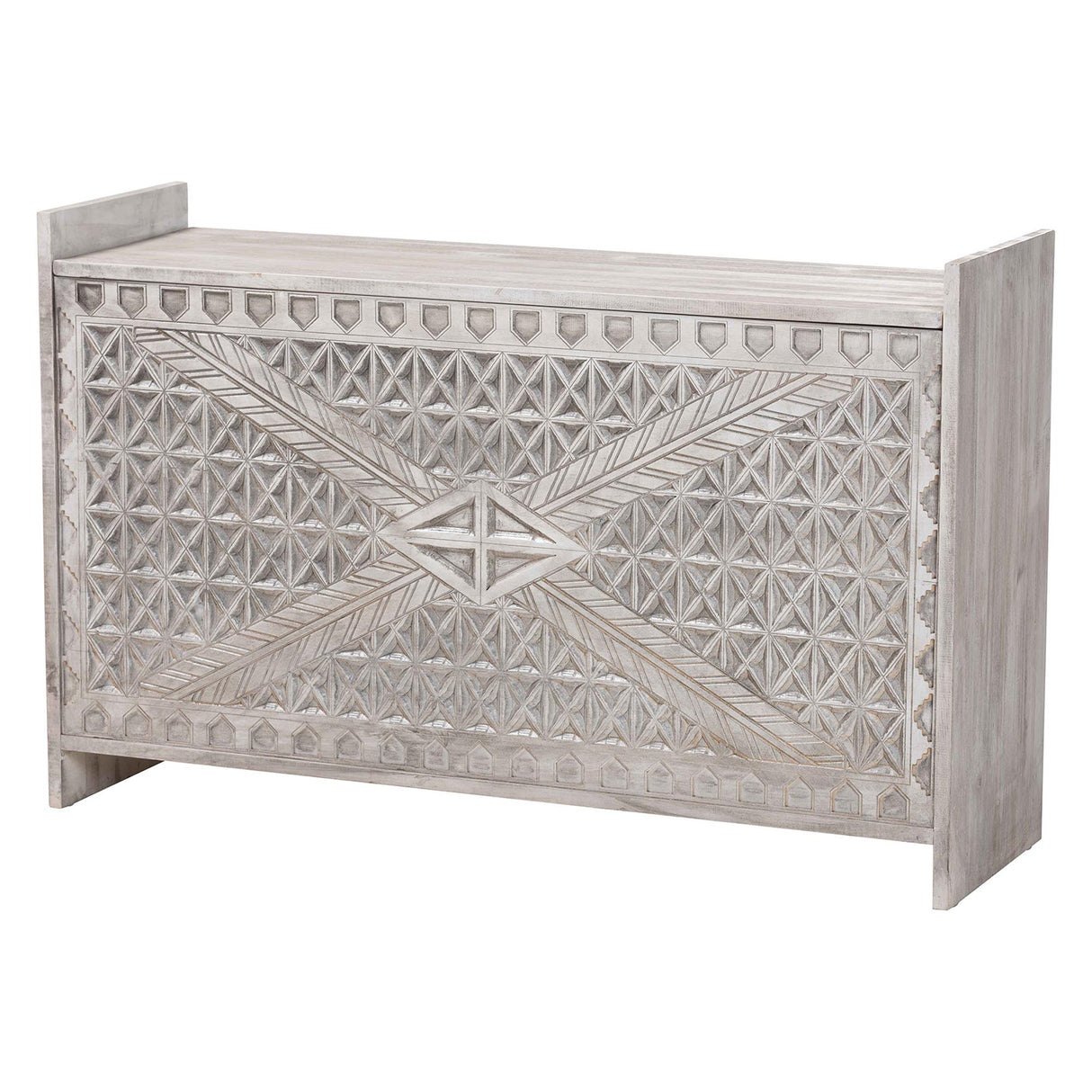 Isabela Wood Storage Trunk with Carved Front Panel by Wicker Fair