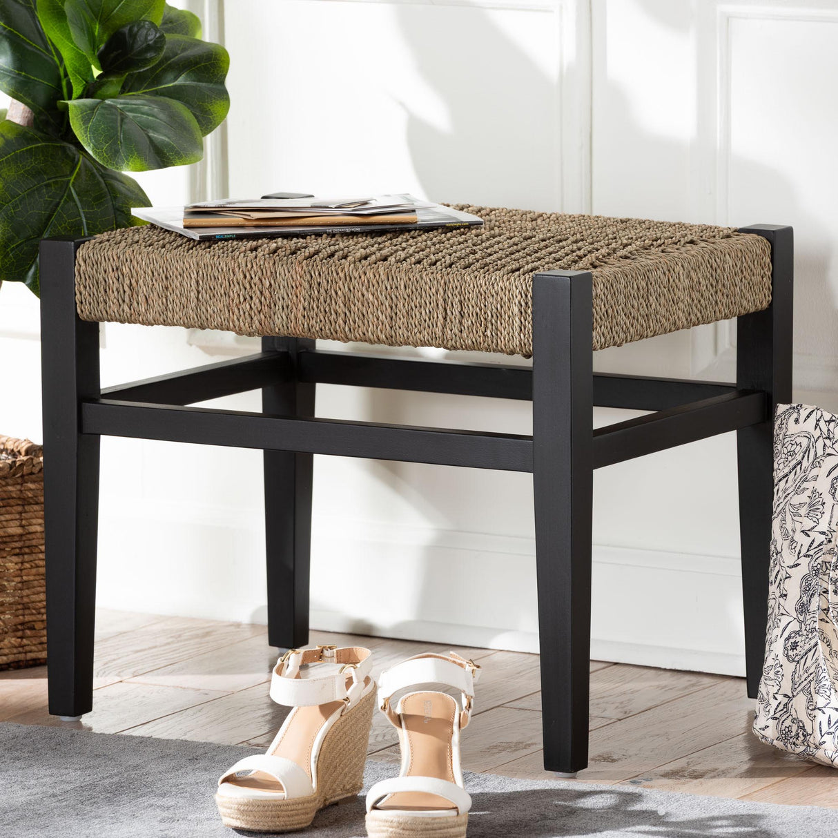 Dawn Seagrass Accent Bench by Wicker Fair