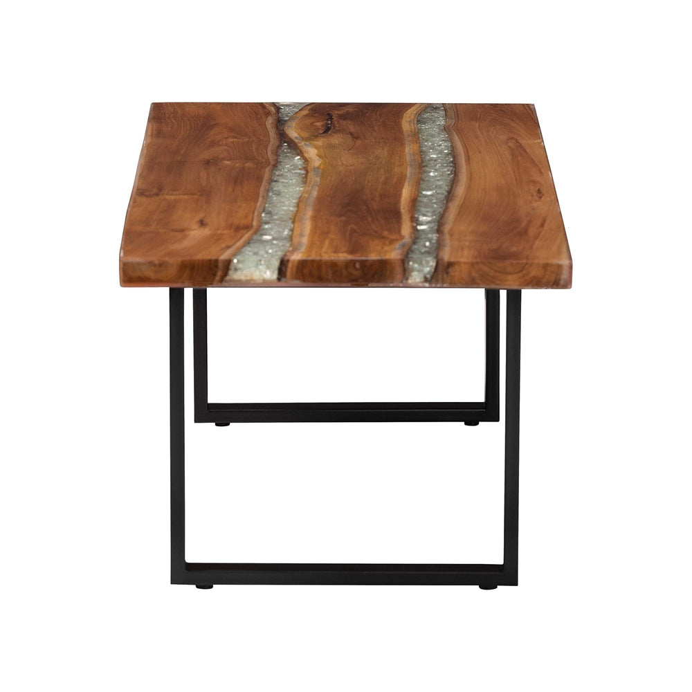 Apollo Wood Epoxy Resin Coffee Table with Glass Inlay by Wicker Fair