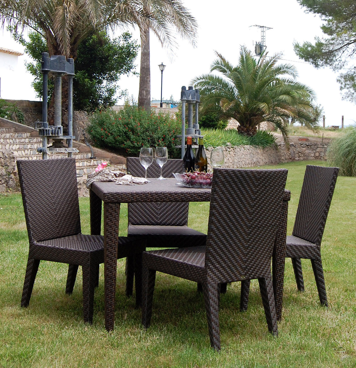 Atlantis Outdoor 5-Piece Square Dining Side Chair Set with Cushions Model 903-3309-JBP-5DS-CUSH by Pelican Reef
