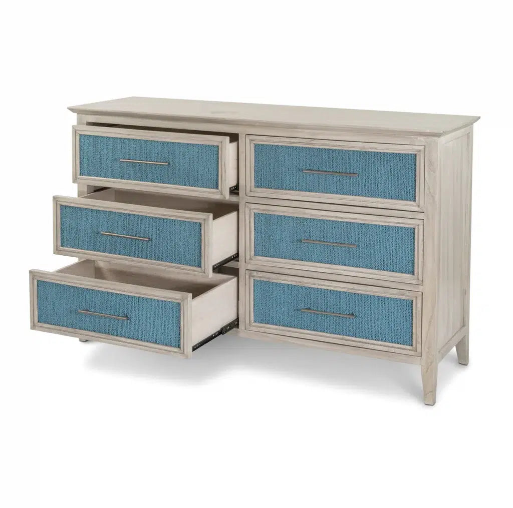 Ocean Isles 6 Drawer Woven Dresser Model B55536-OCEANBLUE By Seawinds Trading