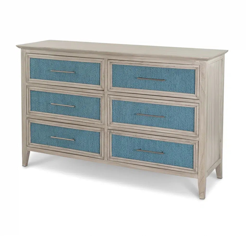 Ocean Isles 6 Drawer Woven Dresser Model B55536-OCEANBLUE By Seawinds Trading
