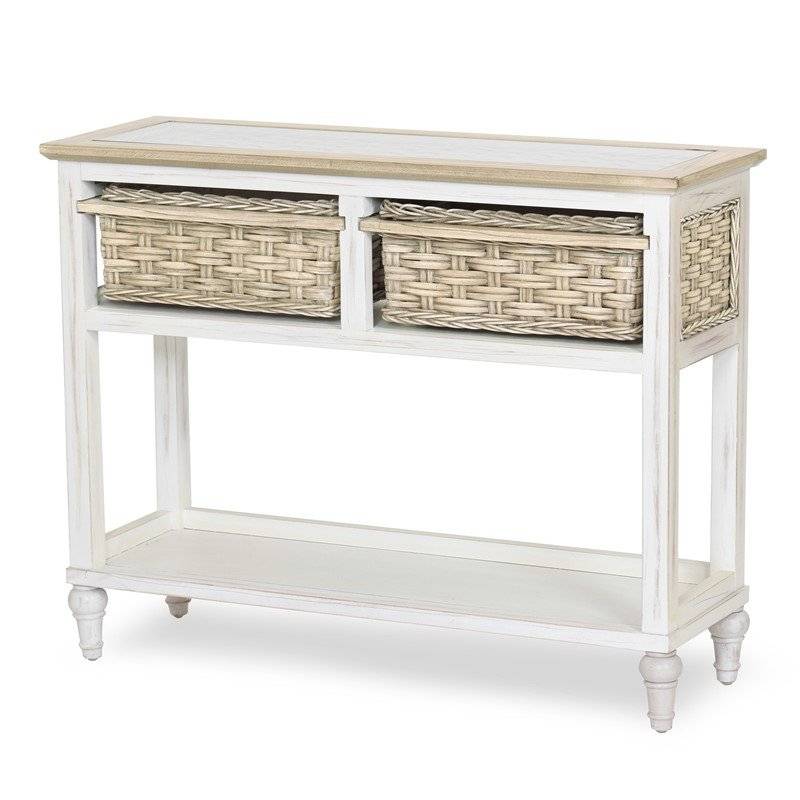 Island Breeze Coastal 2-Basket Console in White Stain Model B59103-WD/WH By Seawinds Trading