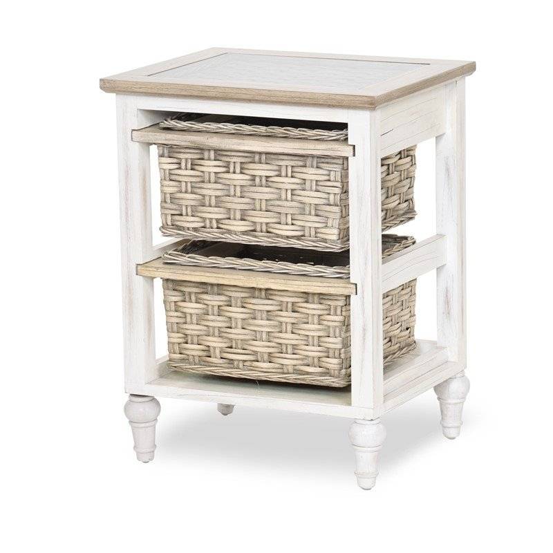 Island Breeze Coastal 2-Basket Cabinet in White Stain Model B59104-WD/WH By Seawinds Trading
