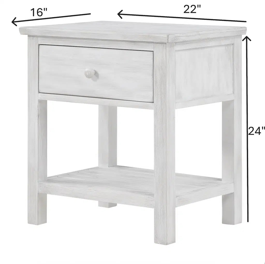 Geneva 1 Drawer Nightstand Model B90032-DWHITE By Seawinds Trading