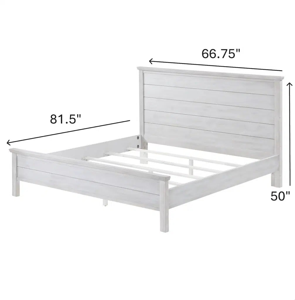 Geneva Non-Storage Queen Bed Model B900QBED-DWHITE By Seawinds Trading