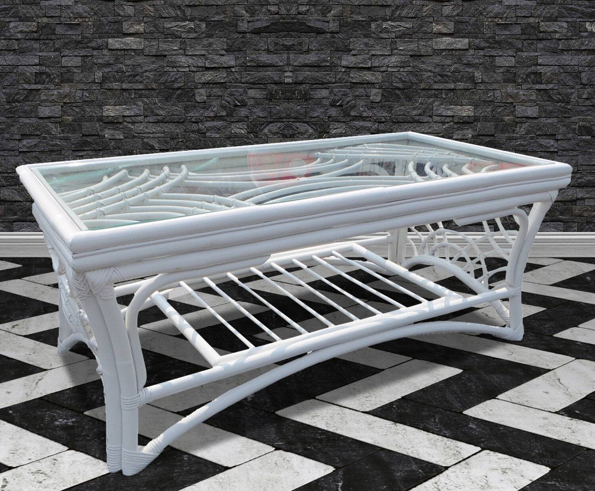Bali Coffee Table in White Finish Model BLCT-W from Spice Island Wicker