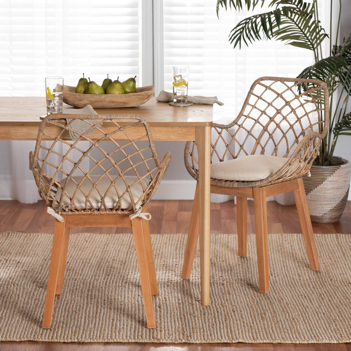 Salerna 2-Pc Wicker Fair Rattan Chair Set