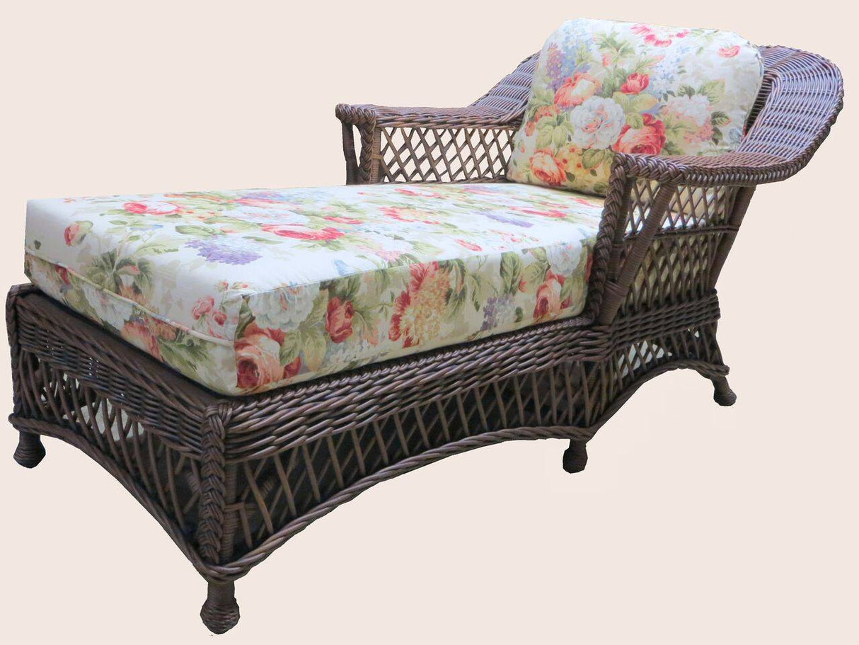 Bar Harbor Brownwash Rattan Chaise Lounge Model BHCL-W from Spice Island Wicker