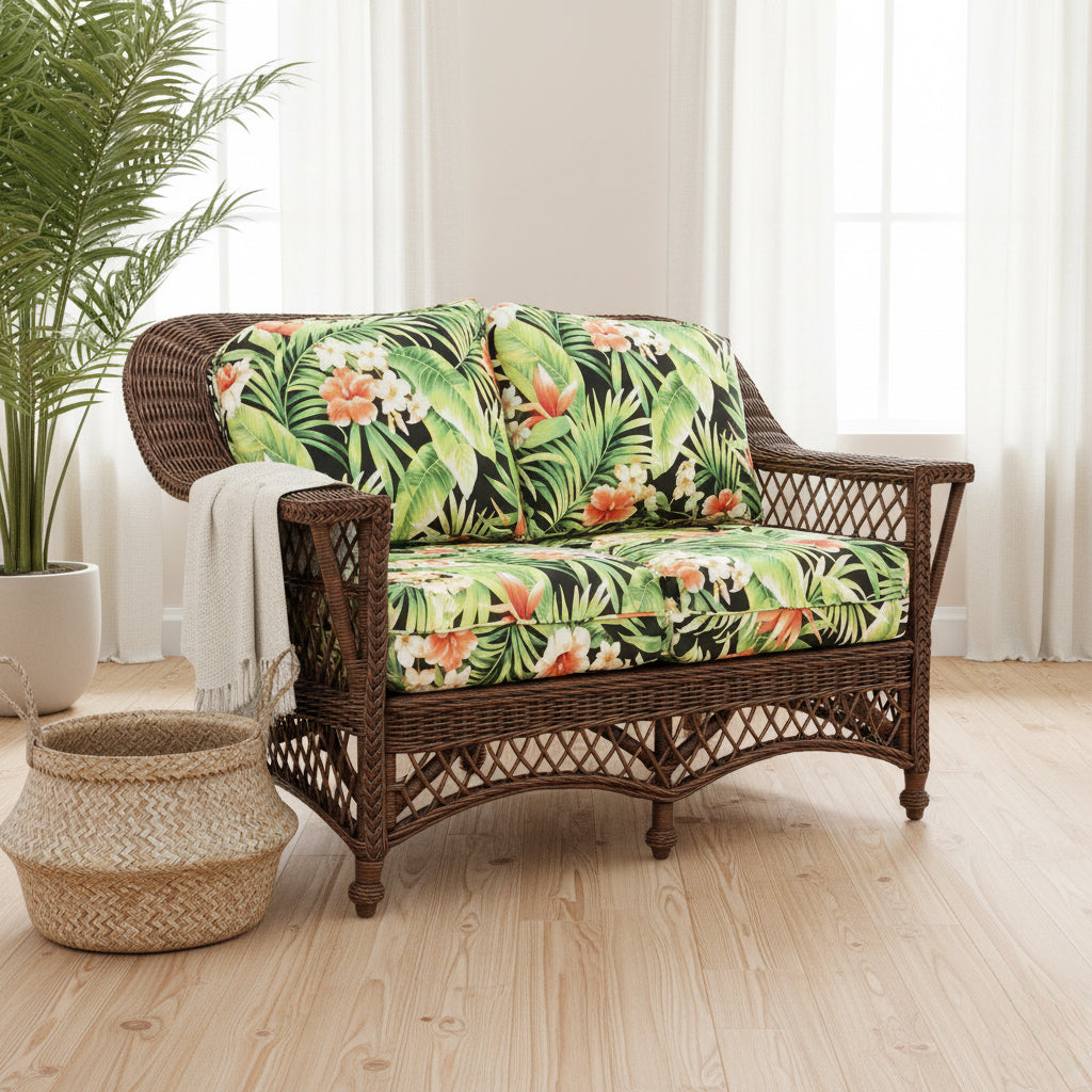 Boston Harbor Brownwash Rattan Loveseat Model BHRLS-WF by Wicker Fair
