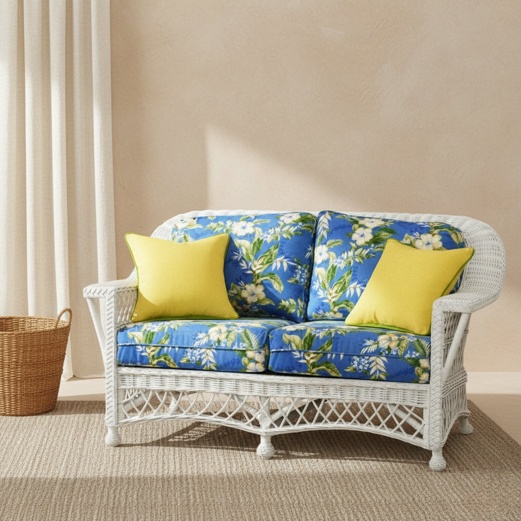 Boston Harbor White or Whitewash Rattan Loveseat Model BHLS-WF by Wicker Fair
