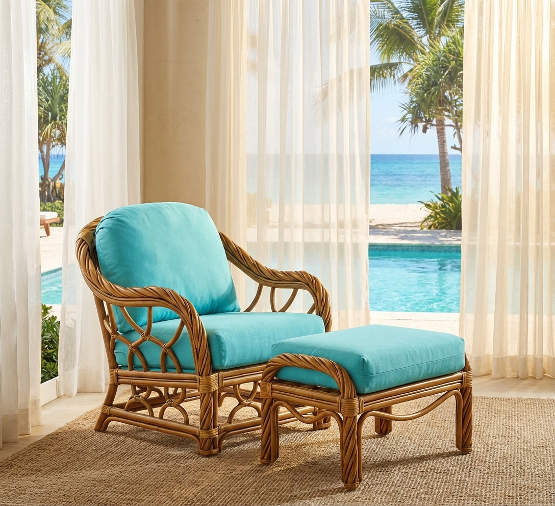 Bayshore Rattan Ottoman from Wicker Fair