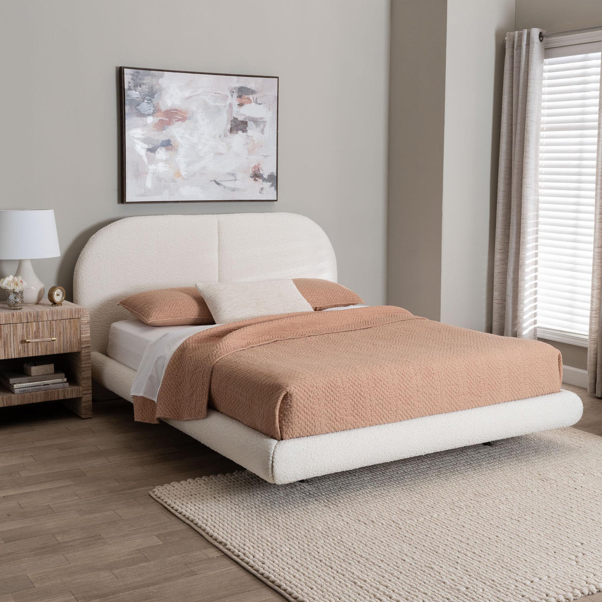 Cachet Floating Platform Bed with Rounded Headboard by Wicker Fair