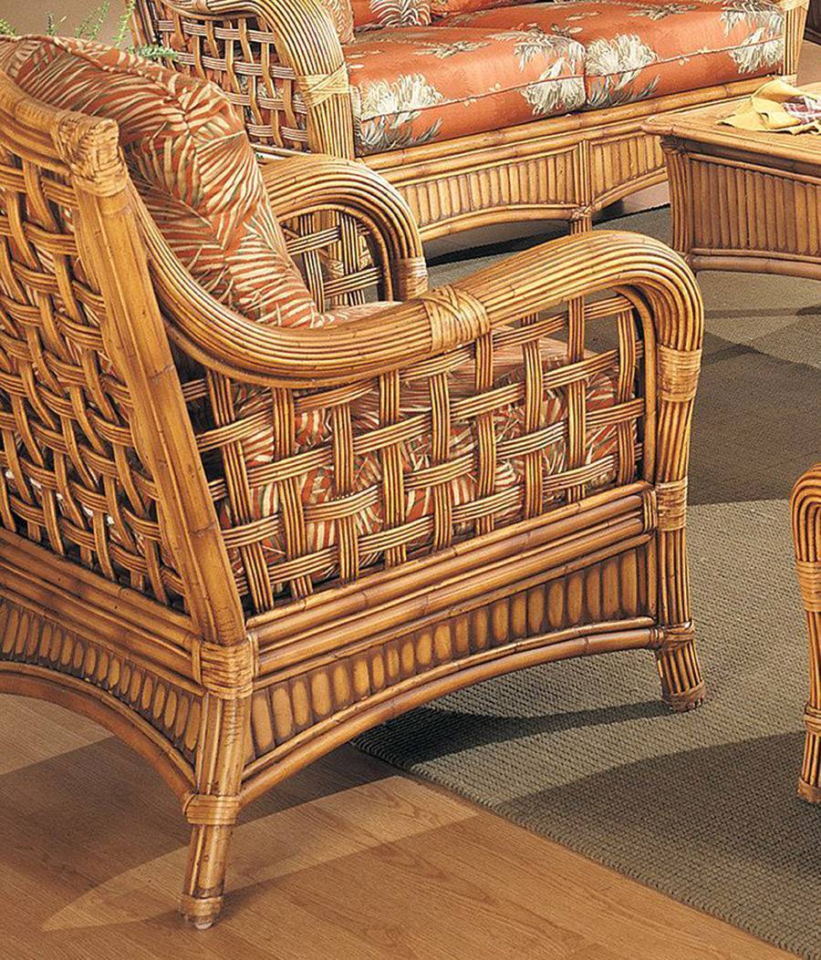 Belize Rattan Lounge-Arm Chair BZ-01 by Designer Wicker with Cushions Made in the USA