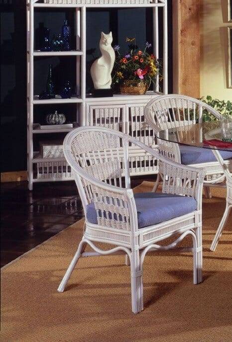 Bermuda Whitewash or Pecan Captains Dining Arm Chairs Model 1421 from South Sea Rattan