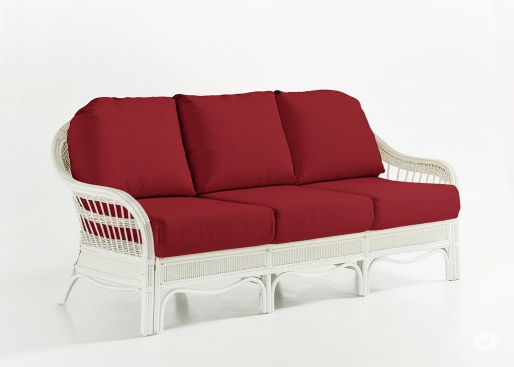 Bermuda Indoor Wicker Whitewash Queen Sleeper Sofa by South Sea Rattan Model 1416