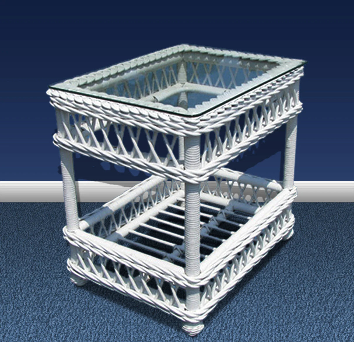 Bar Harbor White Rattan End Table