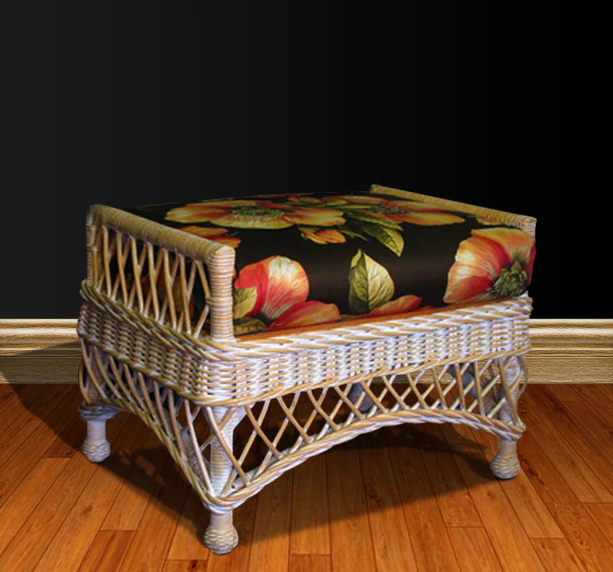 Bar Harbor Rattan Ottoman