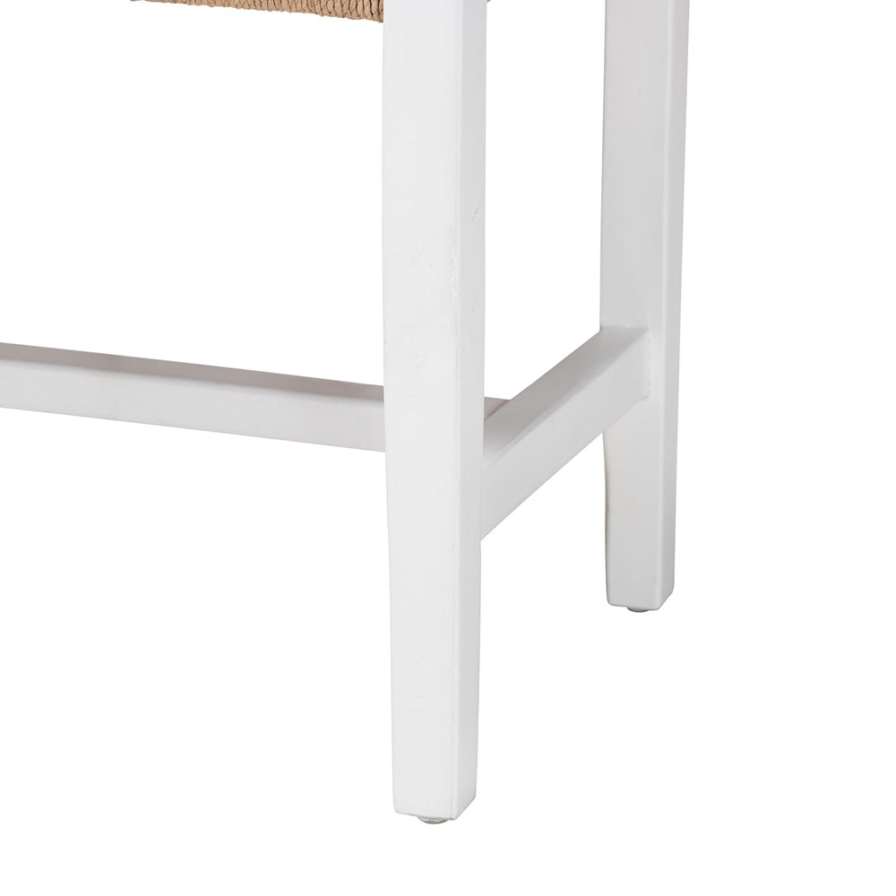 Priva Woven Paper Loom Bench with Mahogany Wood Frame by Wicker Fair