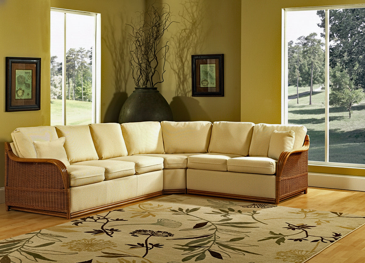 Bodega Bay Upholstered Wicker Deep Seating 3 PC Sectional Set Made in the USA by Braxton Culler 1090-SECT-3PCSET