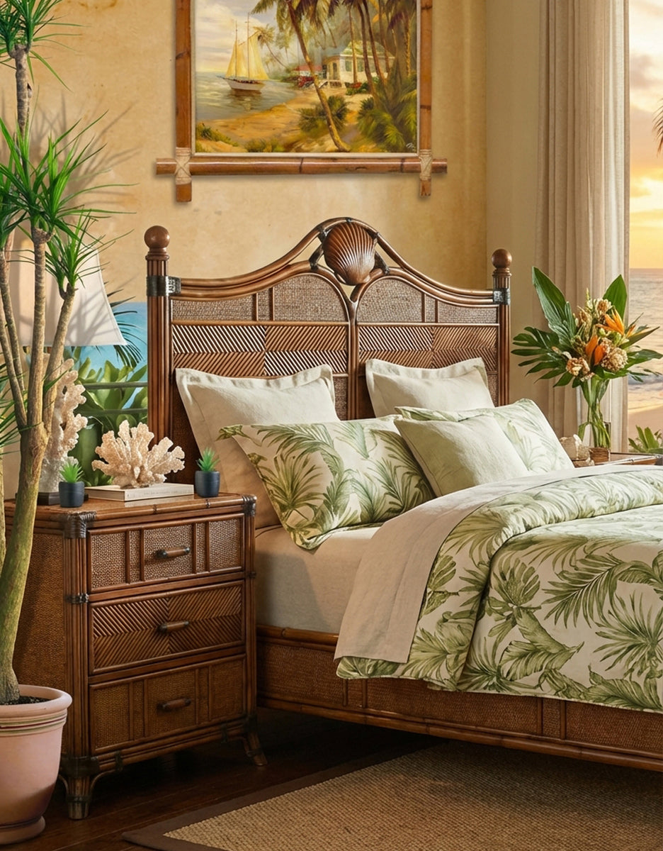 Bonita Springs Rattan 2 Pc Bedroom Furniture Set – Elegant Tropical ...