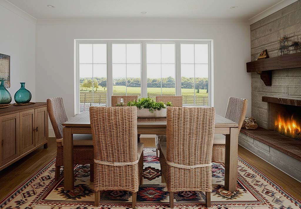 Borneo Rattan and Wood 7 Pc Rectangle Dining Set from Capris Furniture Model 752