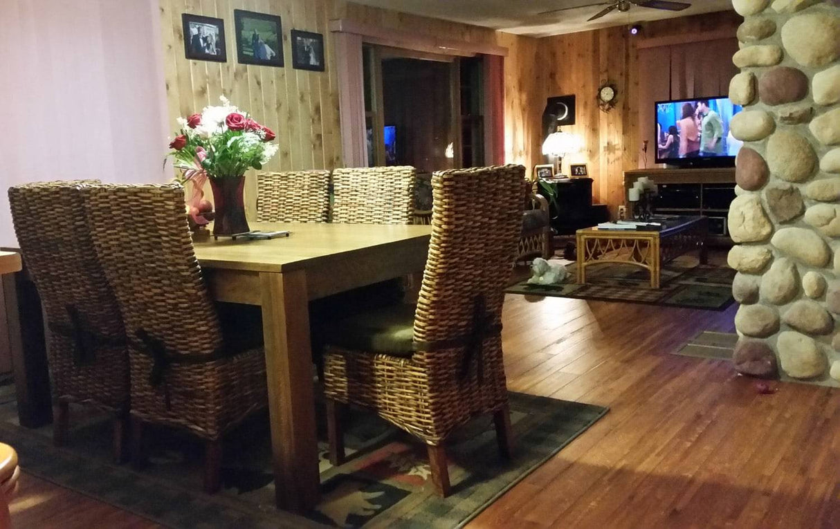Borneo Rattan and Wood 7 Pc Rectangle Dining Set from Capris Furniture Model 752