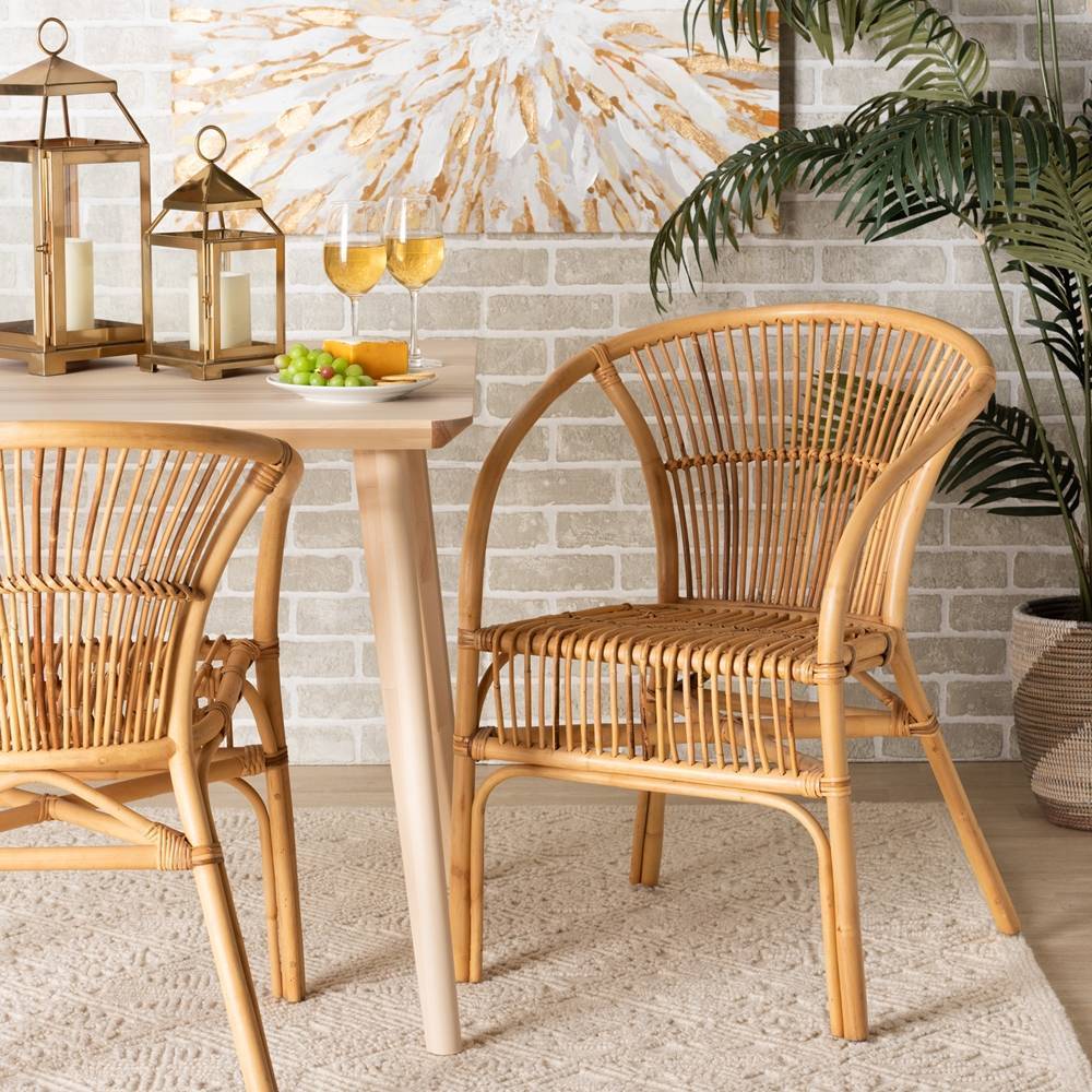 Breezy Point (Set of 2) Wicker Fair Rattan Wicker Dining Chairs