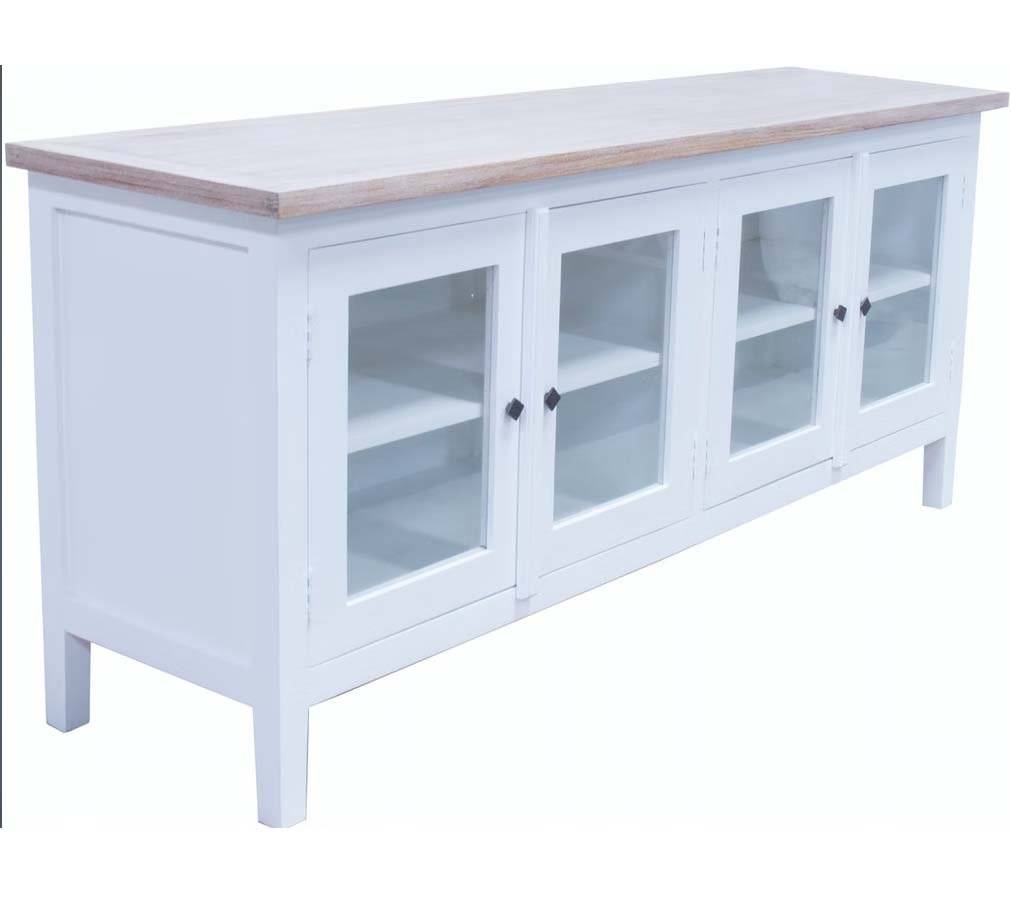 Countryside White Buffet Cabinet with Teakwood Top BU741 by Capris Furniture