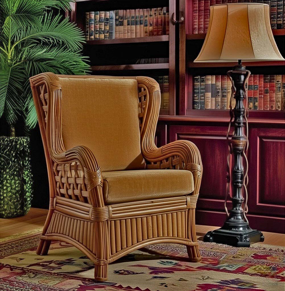 Belize Rattan Wing Chair BZ-07 by Designer Wicker Tribor