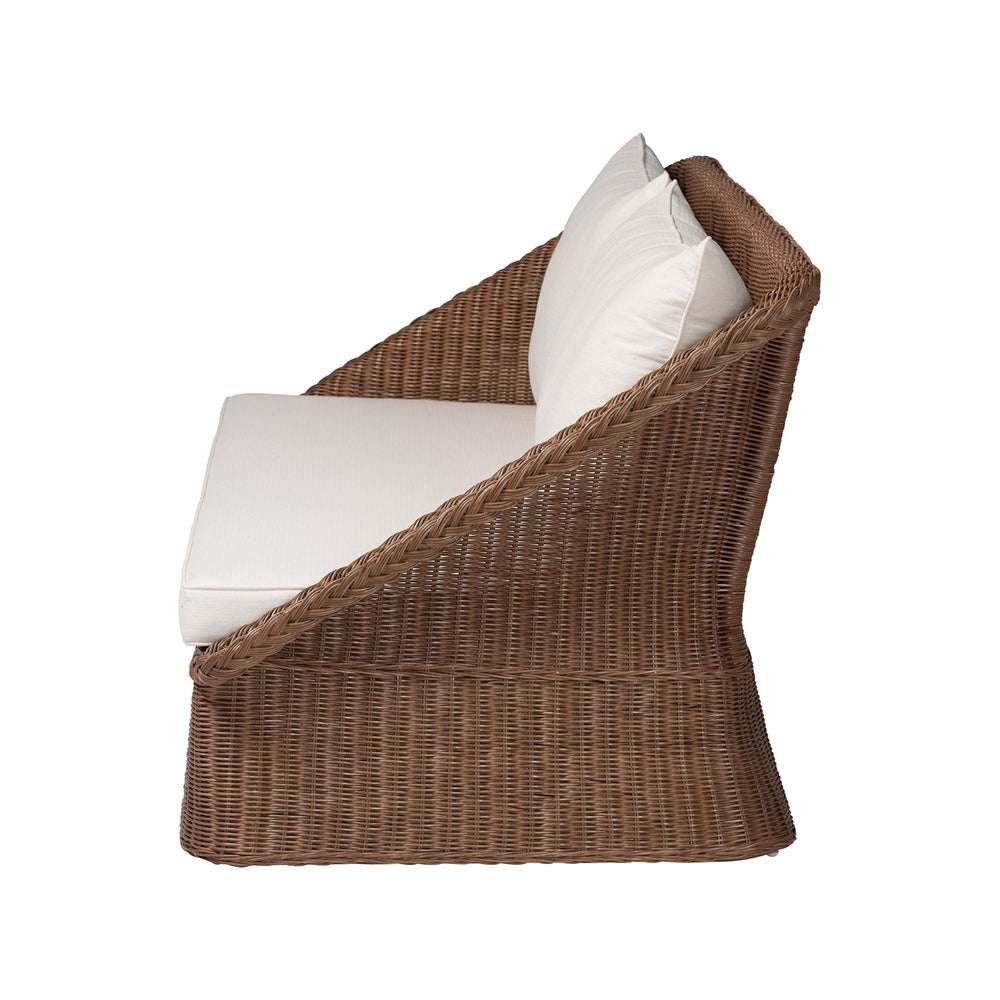Lerris Bohemian Peanut Brown Braided Rattan Sofa by Wicker Fair