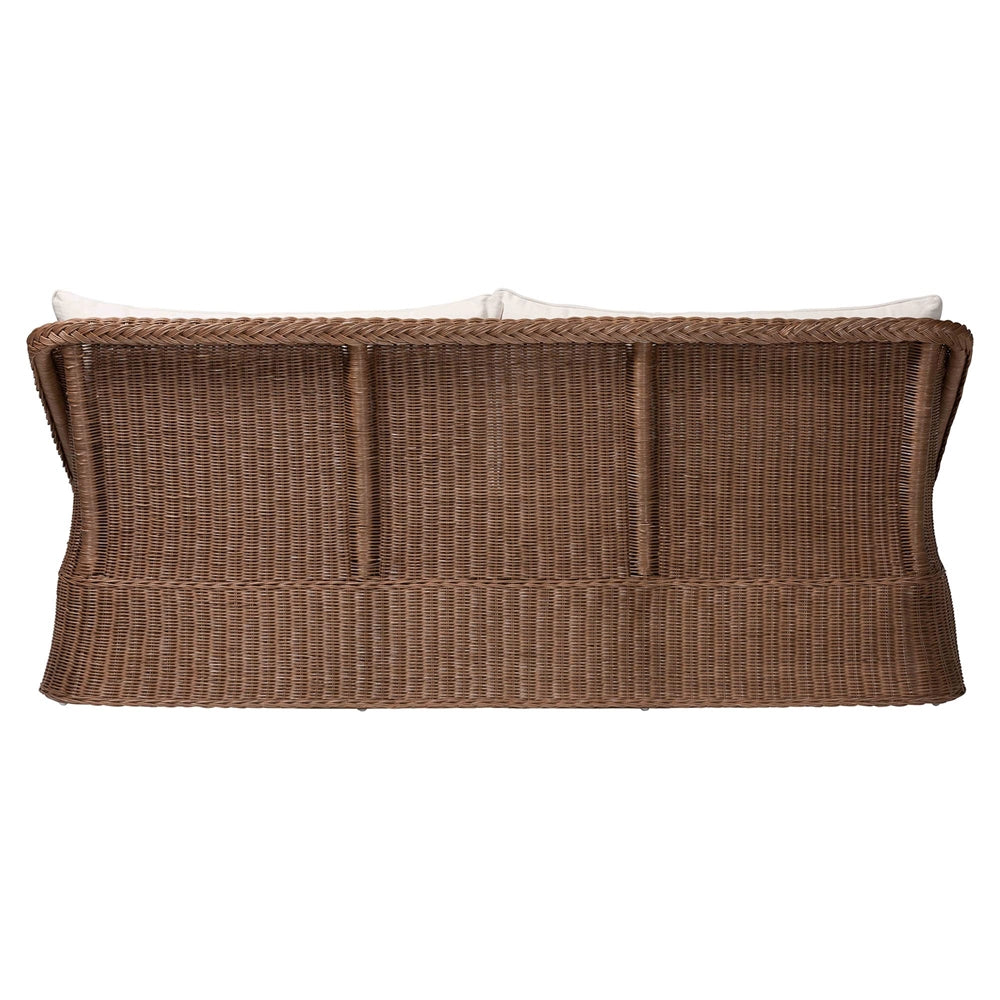 Lerris Bohemian Peanut Brown Braided Rattan Sofa by Wicker Fair