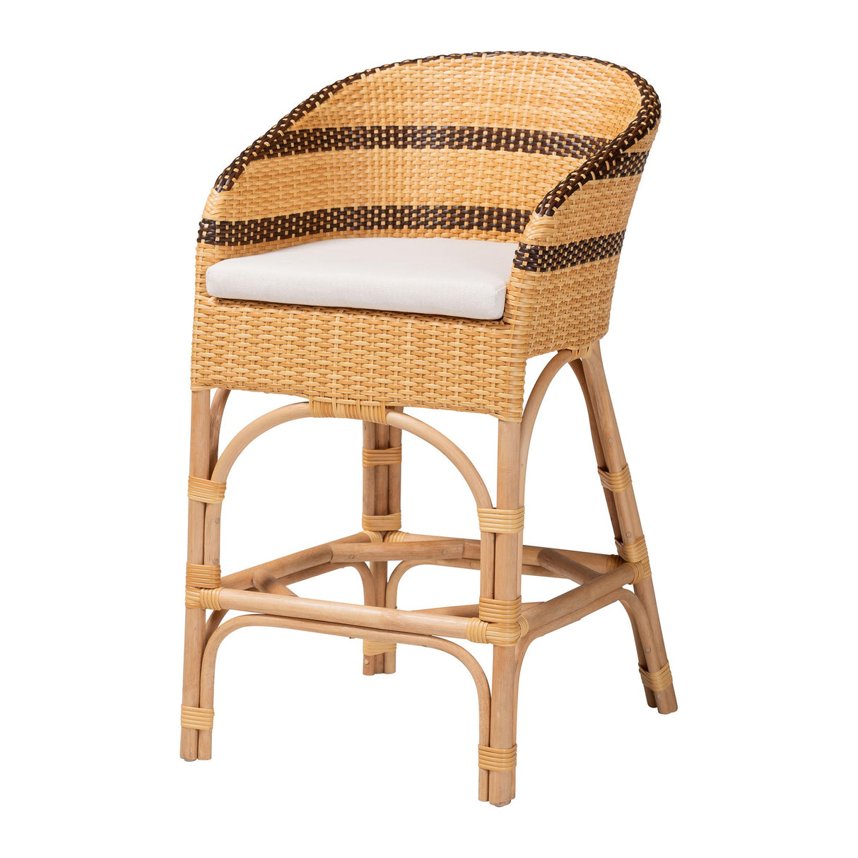 Emma Rattan Counter Stool with Cushion by Wicker Fair