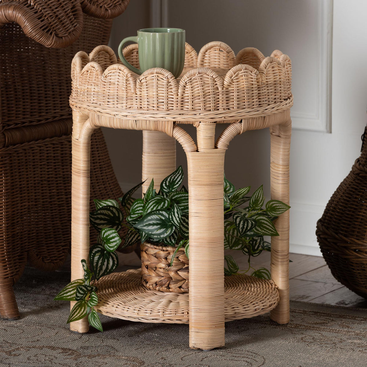 Ratoya Natural Rattan End Table by Wicker Fair