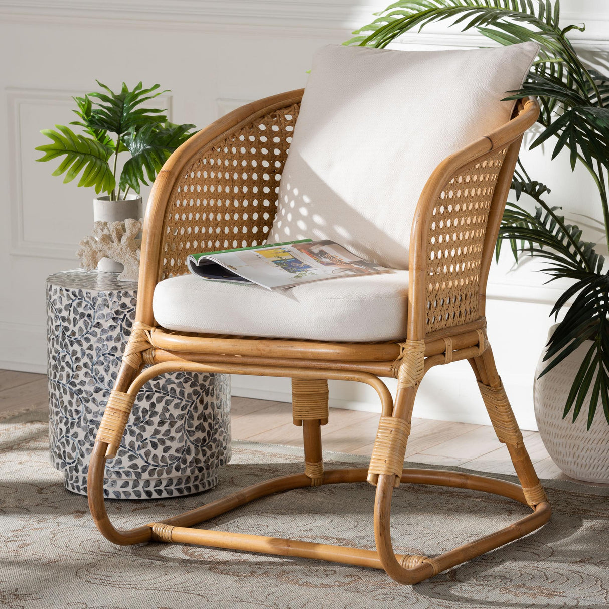 Riko Bohemian Light Honey Rattan Arm Chair by Wicker Fair
