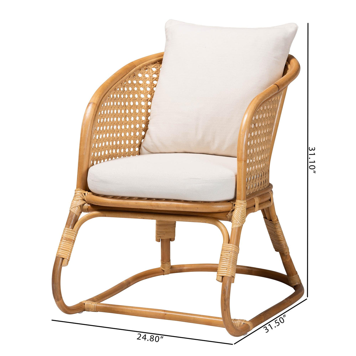 Riko Bohemian Light Honey Rattan Arm Chair by Wicker Fair