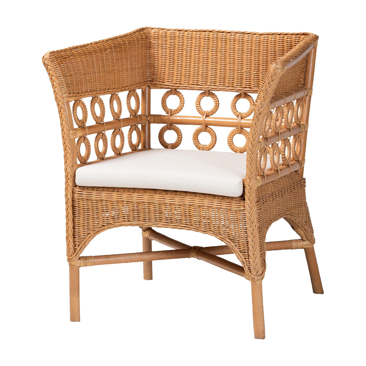 Vanita Bohemian Light Honey Rattan Arm Chair by Wicker Fair