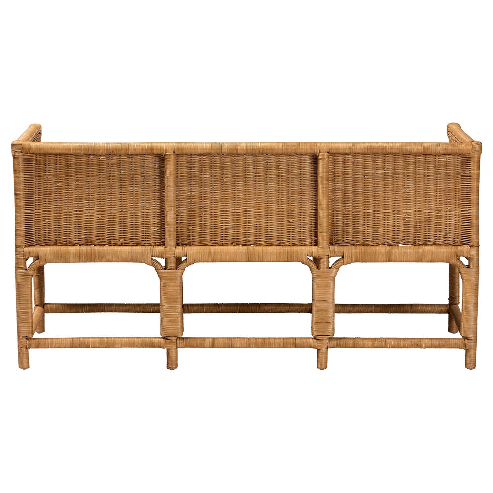 Leranay Bohemian Scallop Light Honey Rattan Accent Bench by Wicker Fair