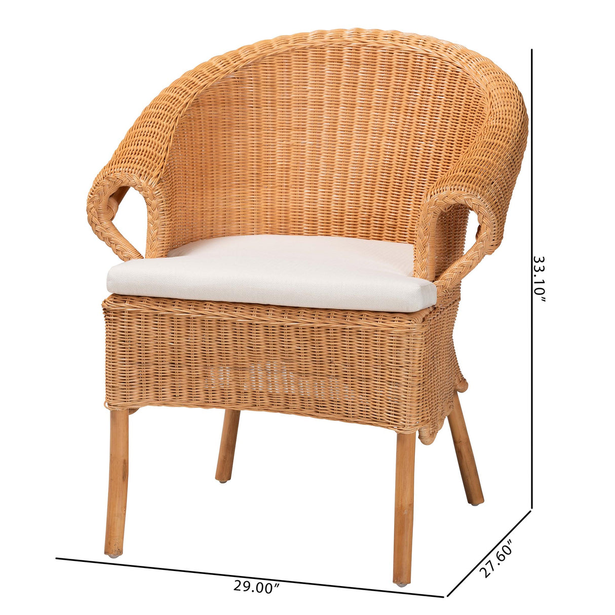 Samara Bohemian Braided Honey Rattan Dining Chair by Wicker Fair
