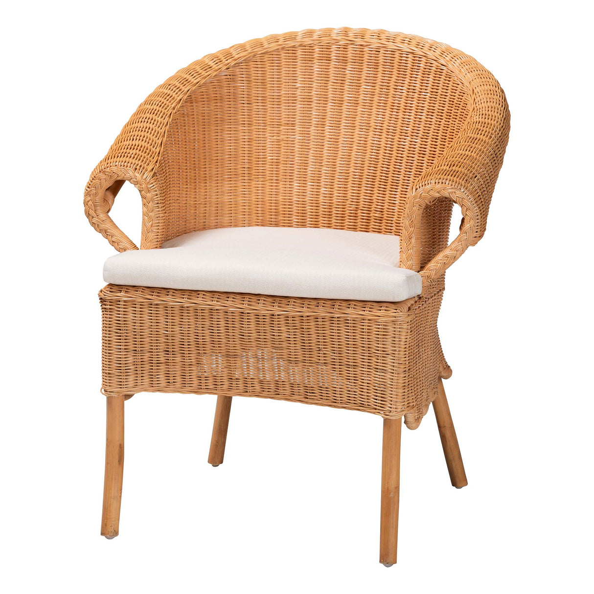 Samara Bohemian Braided Honey Rattan Dining Chair by Wicker Fair