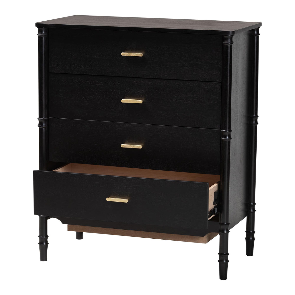 Marisela 4 Piece Black Queen Bedroom Set by Wicker Fair