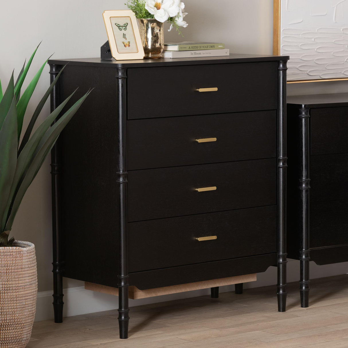 Marisela 4-Piece Black King Bedroom Set by Wicker Fair