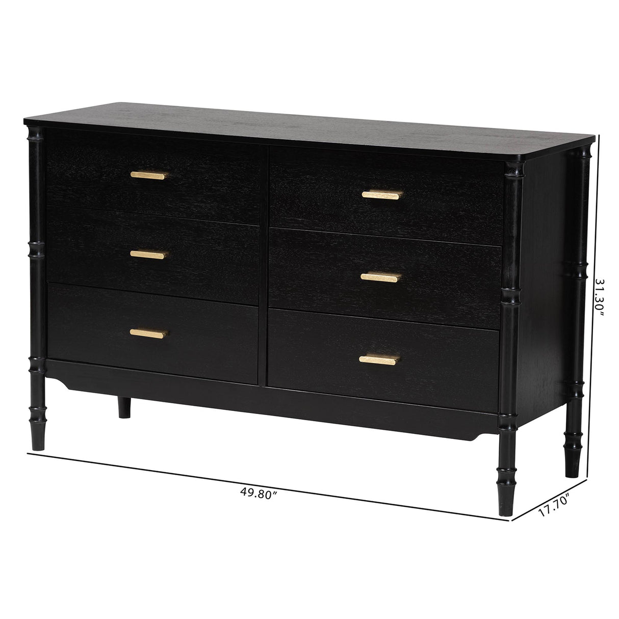 Marisela Black Wood Dresser with Drawers by Wicker Fair
