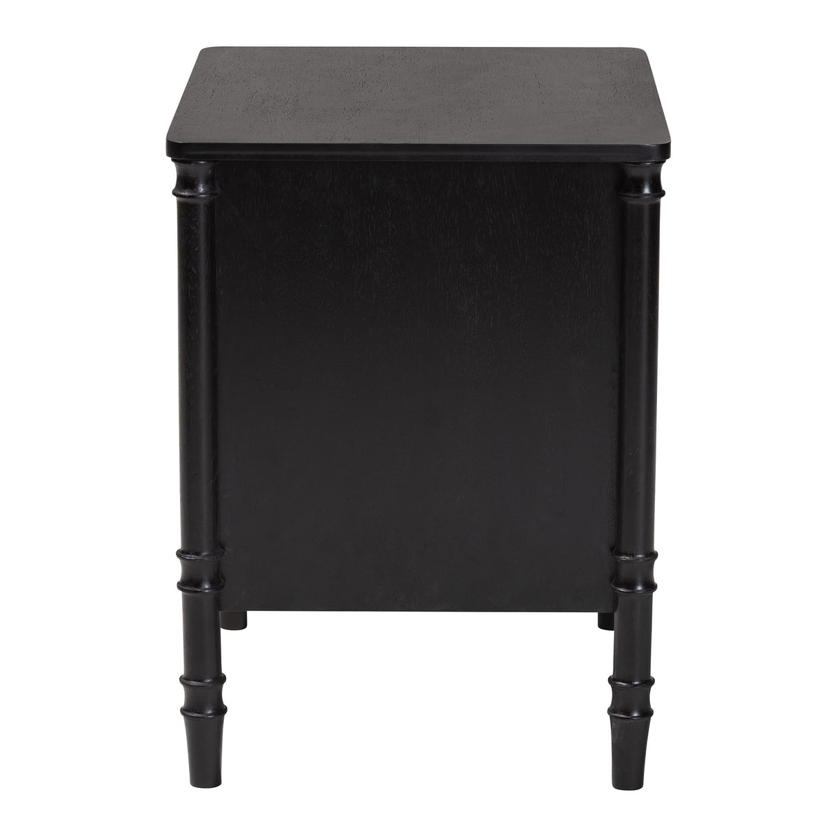 Marisela Black Wood Nightstand by Wicker Fair