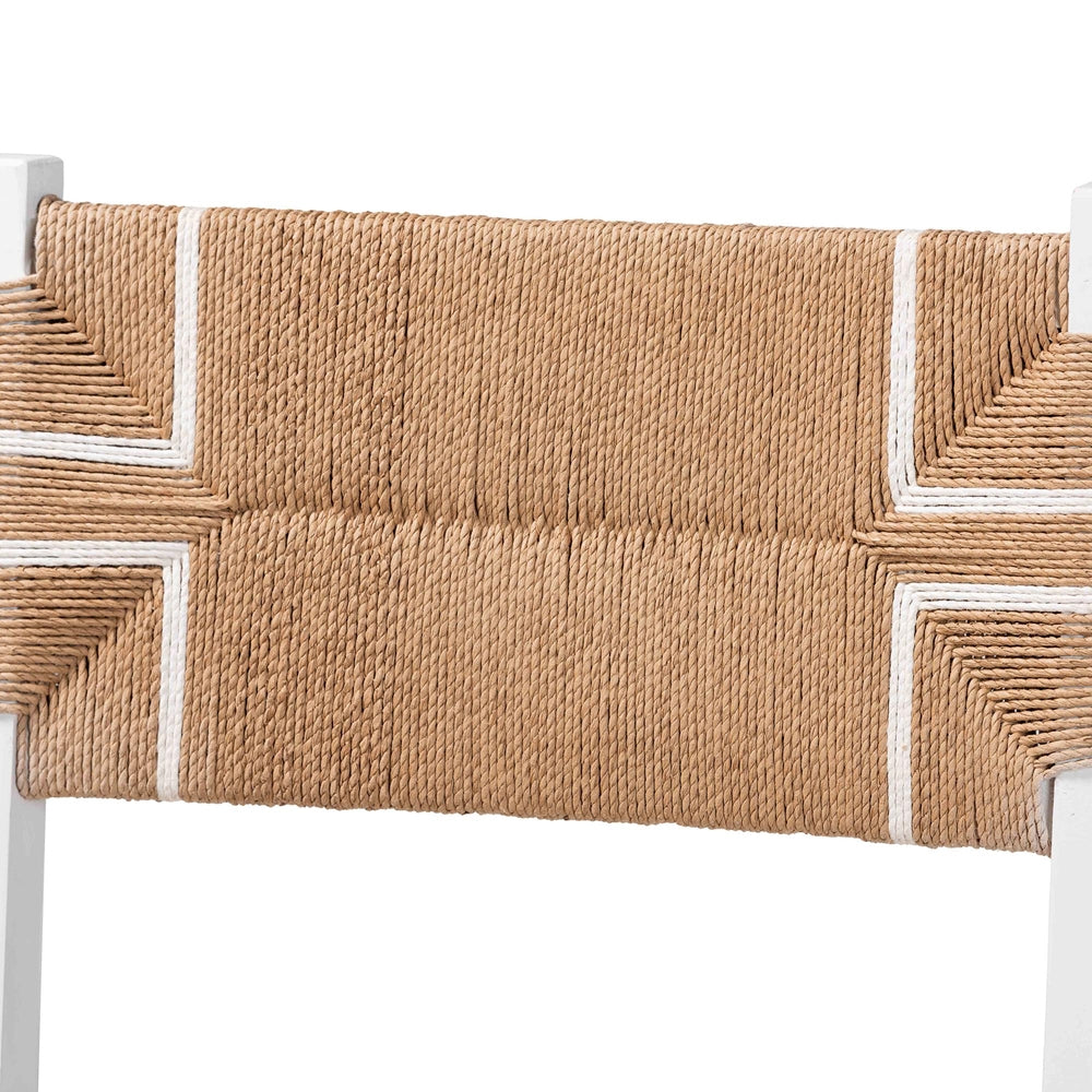 Wicker Fair Beachside (Set of 2) Rattan and White Wood Barstools