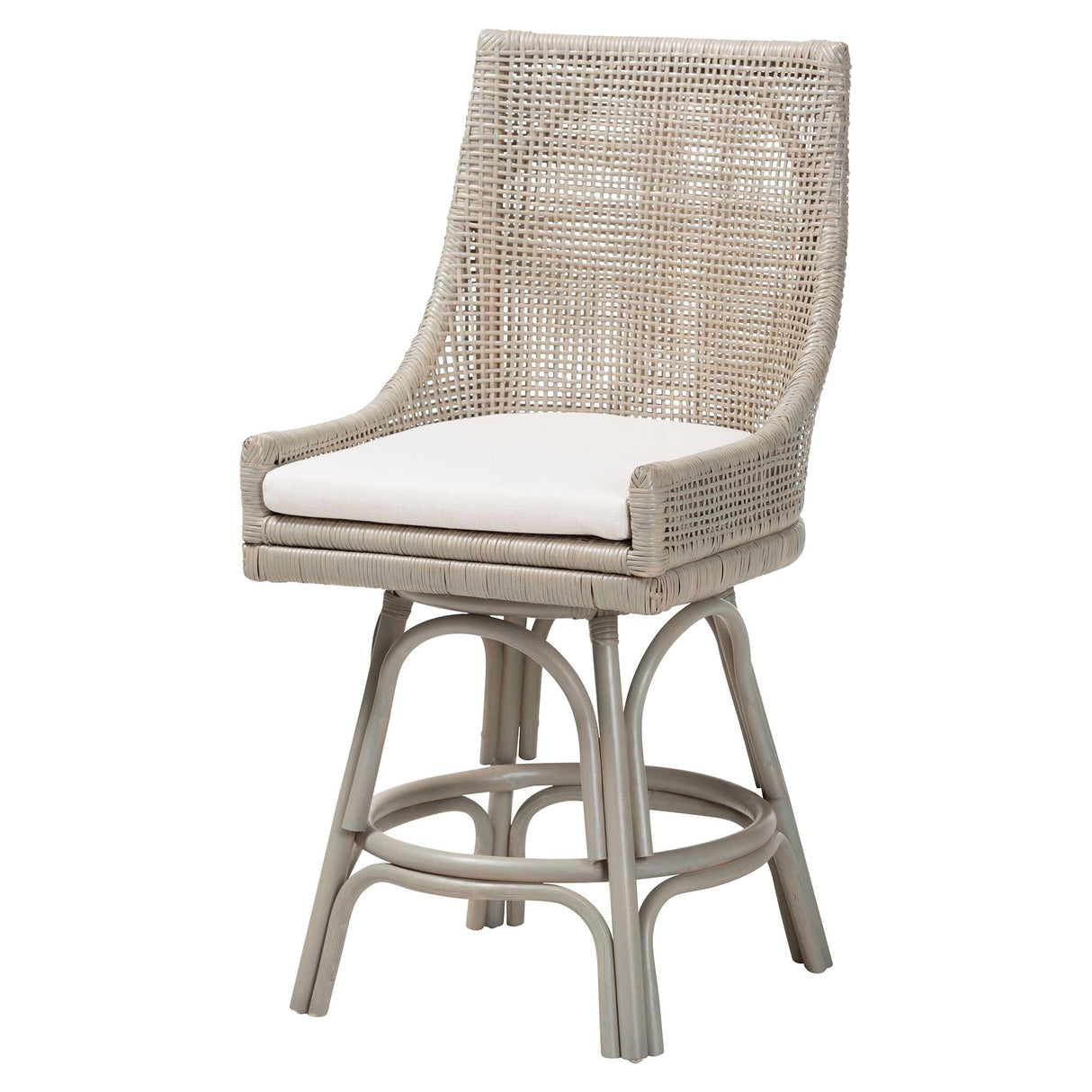 Moors Swivel Rattan Counter Stool with Cushion by Wicker Fair